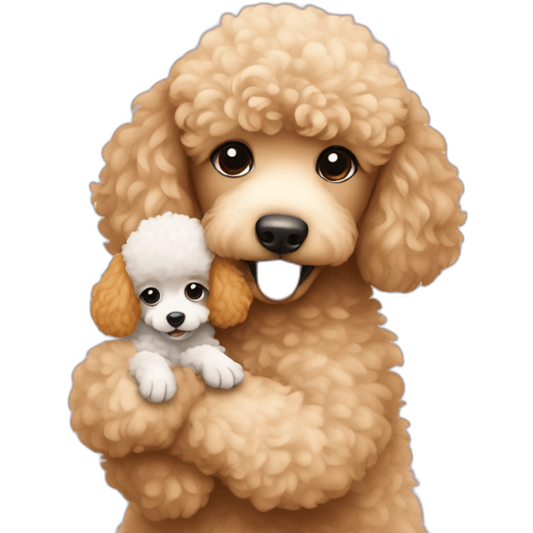 Poodle cuddling a baby emoji