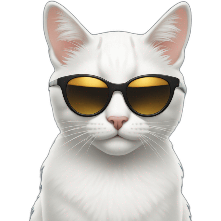 White Mountain cat with black sunglasses winking emoji