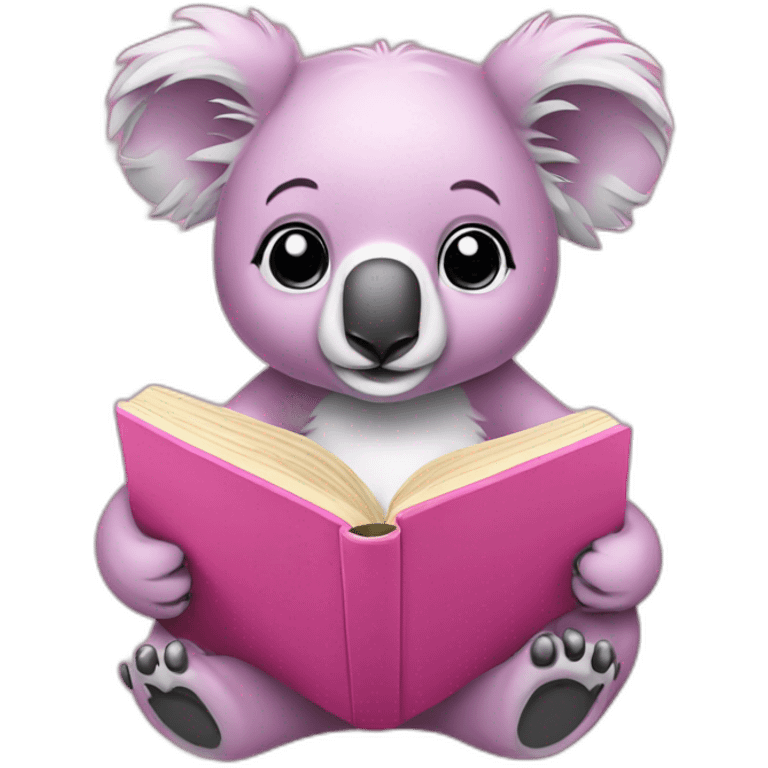 pink koala reading a book emoji