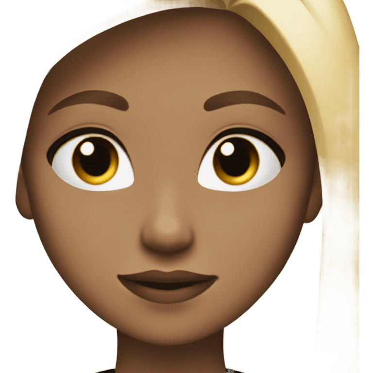 Blonde girl with straight hair hazel eyes and a black tube too emoji