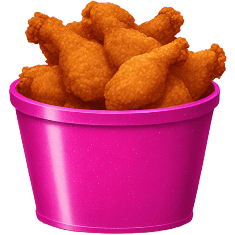 Hot pink glittery bucket of fried  chicken  emoji