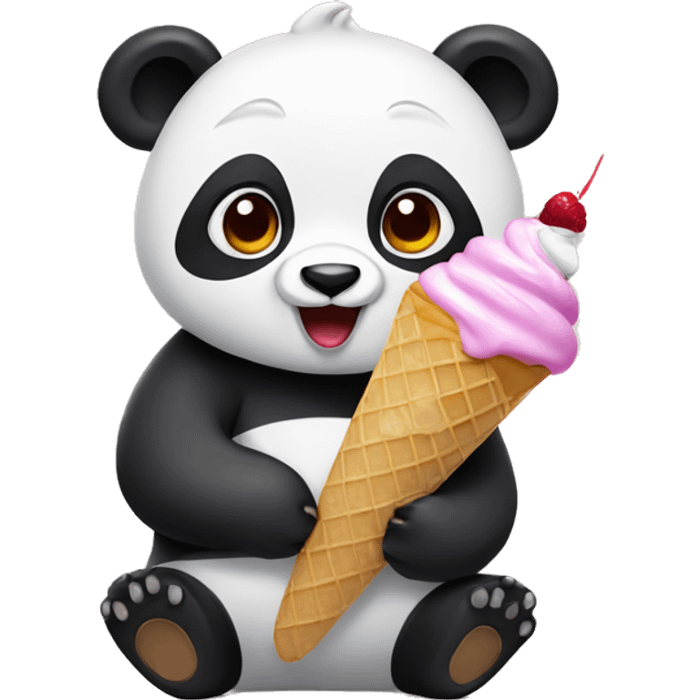 Panda eating ice cream emoji