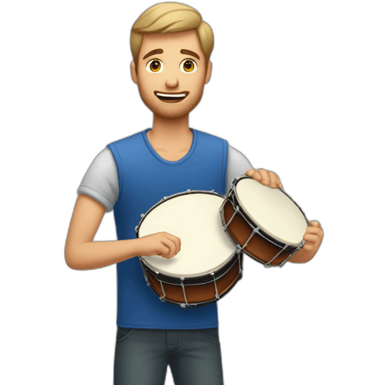 bold caucasian man playing tambourine with one hand emoji