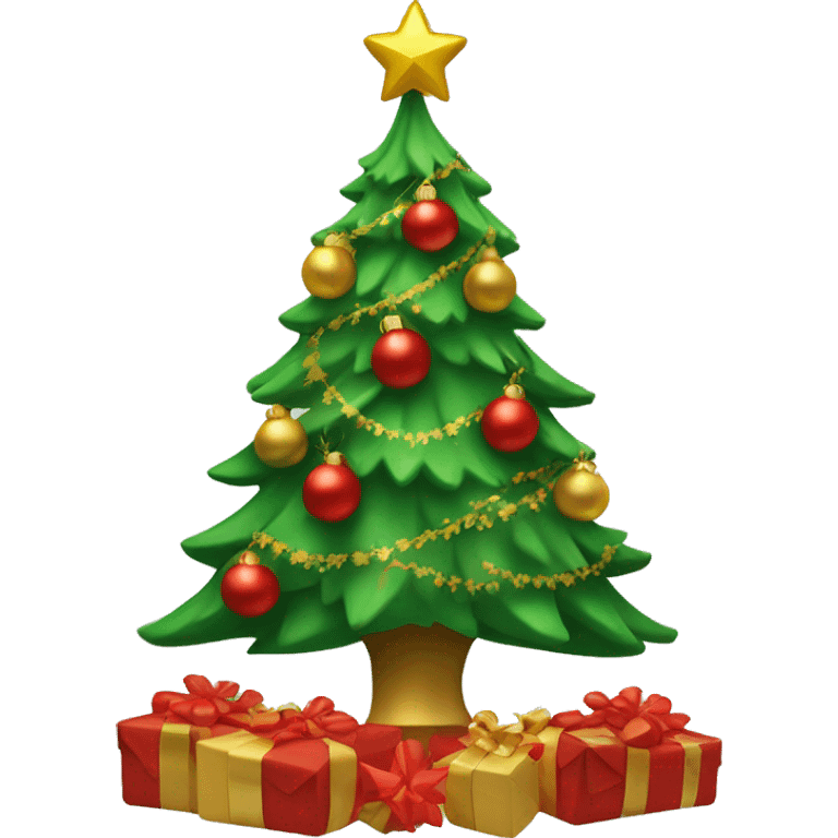 Green Christmas tree with red and gold decorations  emoji