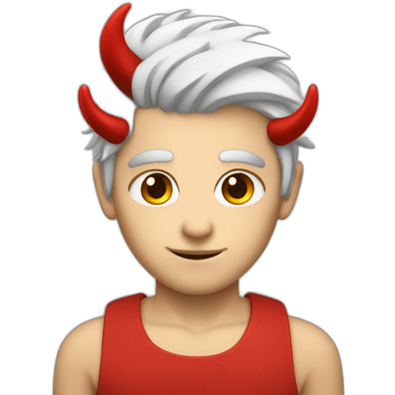 White hair boy with red horns emoji