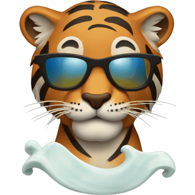 Surfing tiger sunglasses  emoji