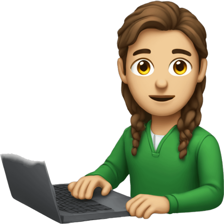 a programmer working in front of laptop with brown hair and irish ancestry emoji