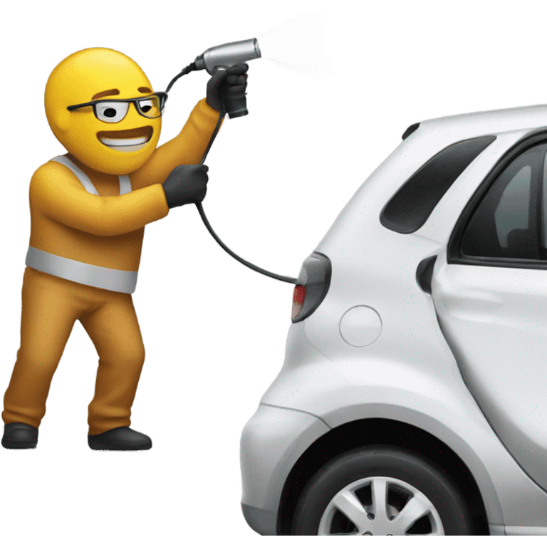 Man spray painting a car emoji