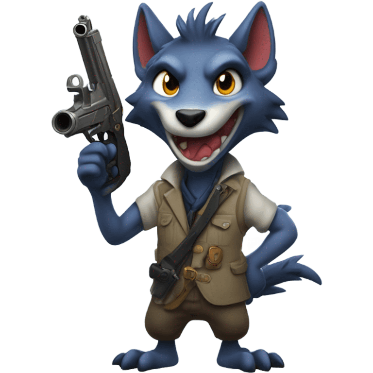 anthro sergal pointing gun at viewer emoji