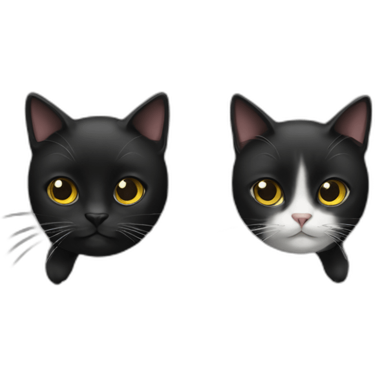 Two black cats, one smaller and fatter than the other emoji