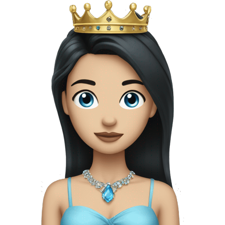 girl with black hair jewelry blue eyes and crown emoji