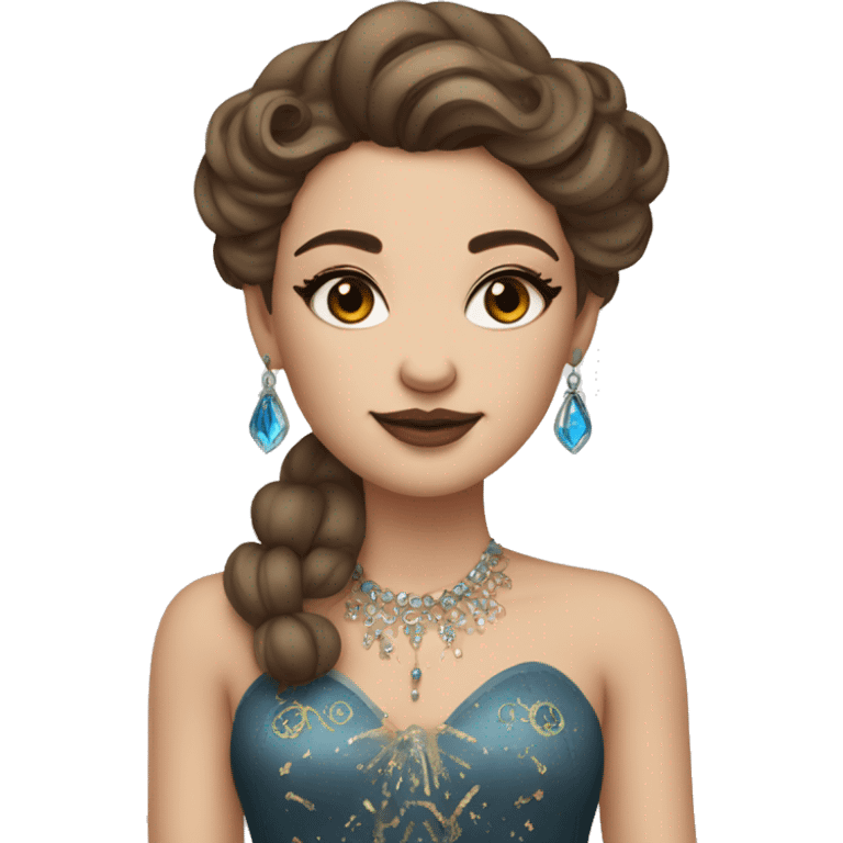 Create the zodiac sign leo as a pale brunette girl with elaborate makeup and dress that matches the zodiac sign  emoji