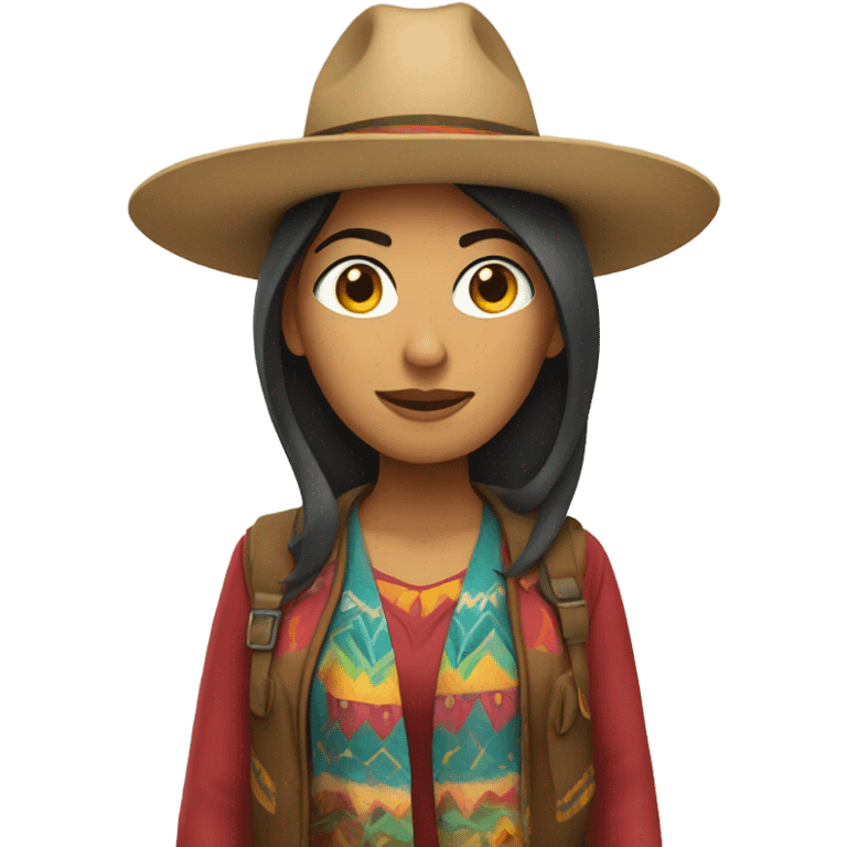 mexican looking woman, with traveler clothes emoji