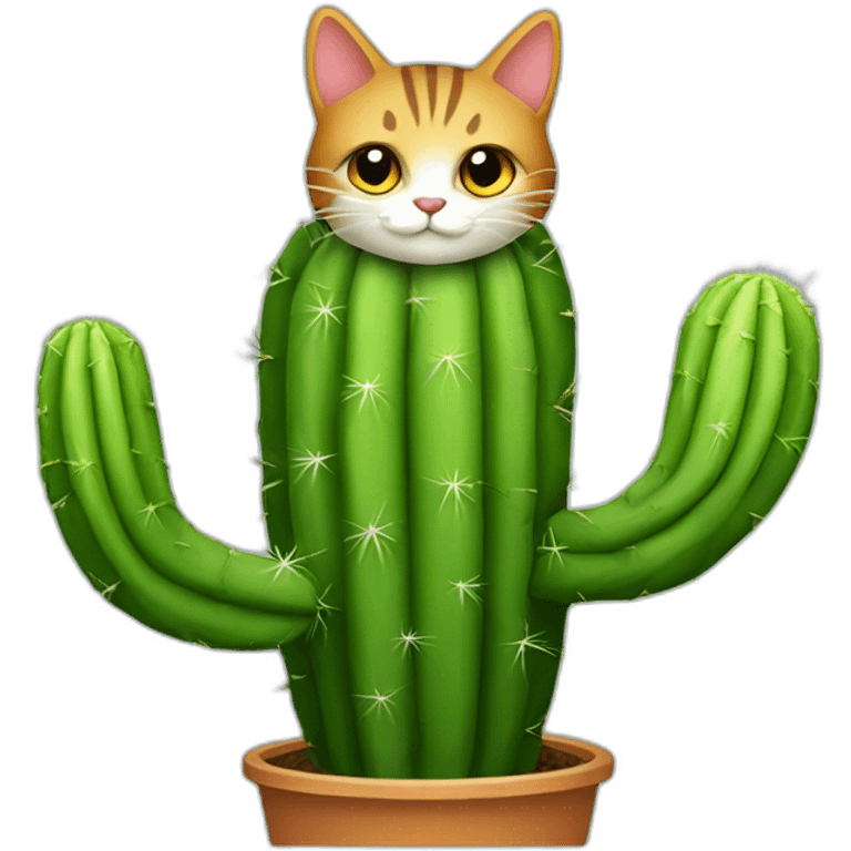 Cactus avec un chat qui se pique emoji