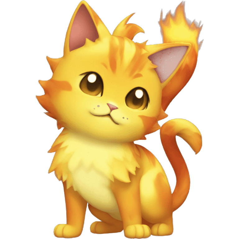 Shiny Dark-type-Fire-type-Fakémon-Cat full body emoji