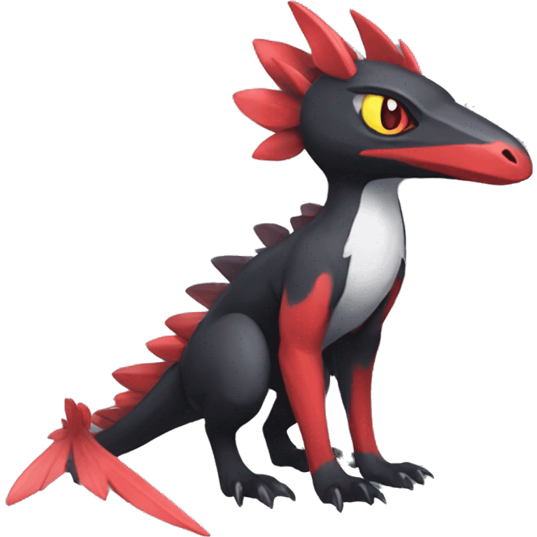 Cute cool black red nargacuga animal hybrid Fakemon full body emoji