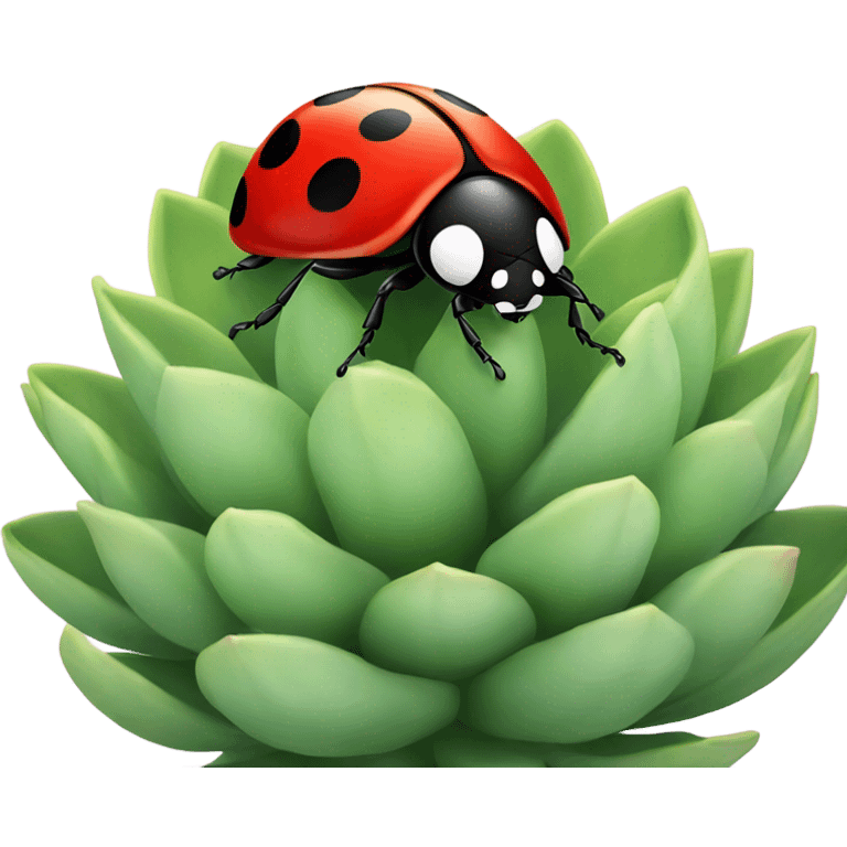 Ladybug on a succulent emoji