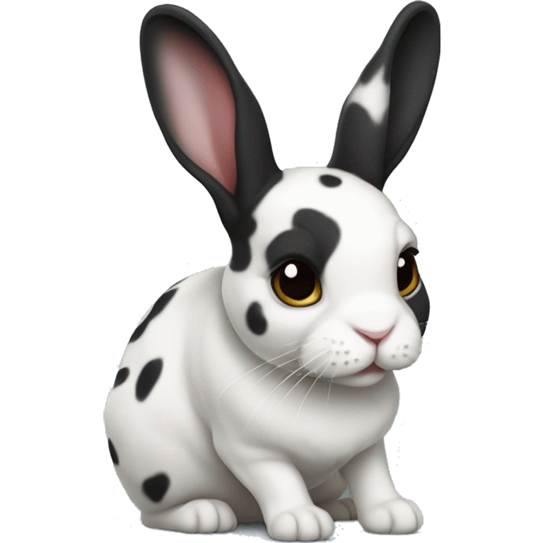 black and white spotted mini rex rabbit emoji