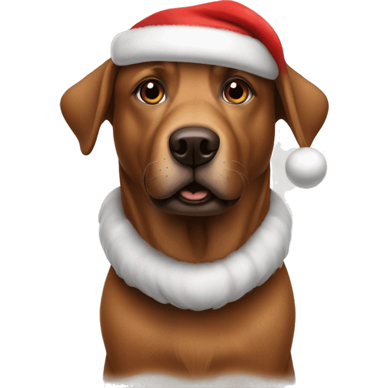 brown dog with santa emoji