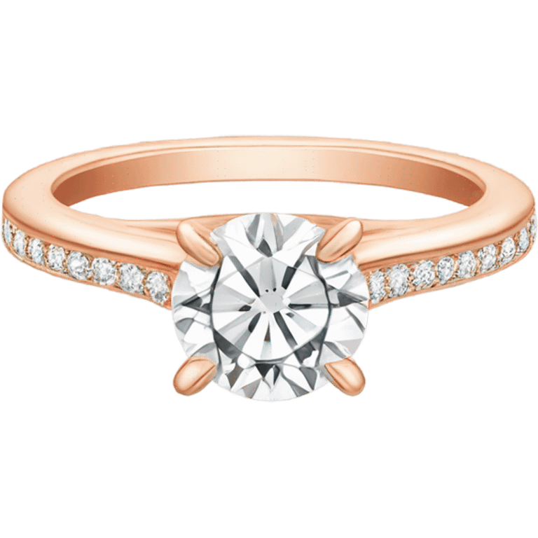 rose gold engagement ring with sparkly round shaped diamond  emoji