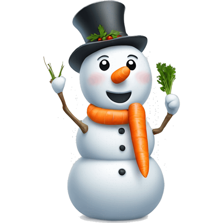 Snowman with carrot in his hand emoji