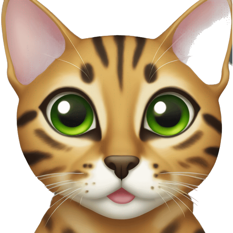 Bengal cat with green eyes body emoji