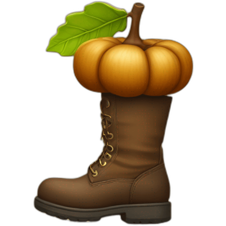 boot on top of acorn emoji