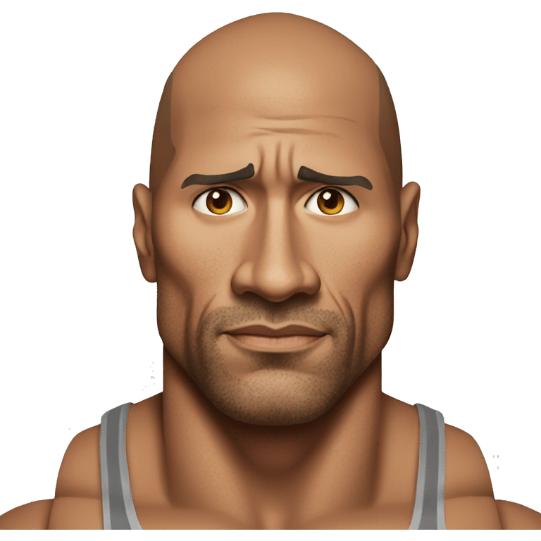 dwayne johnson in tanktop serious face half body emoji