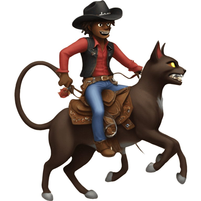 demon cowboy riding on a cat emoji