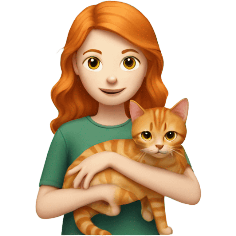 Ginger girl holding a ginger cat  emoji