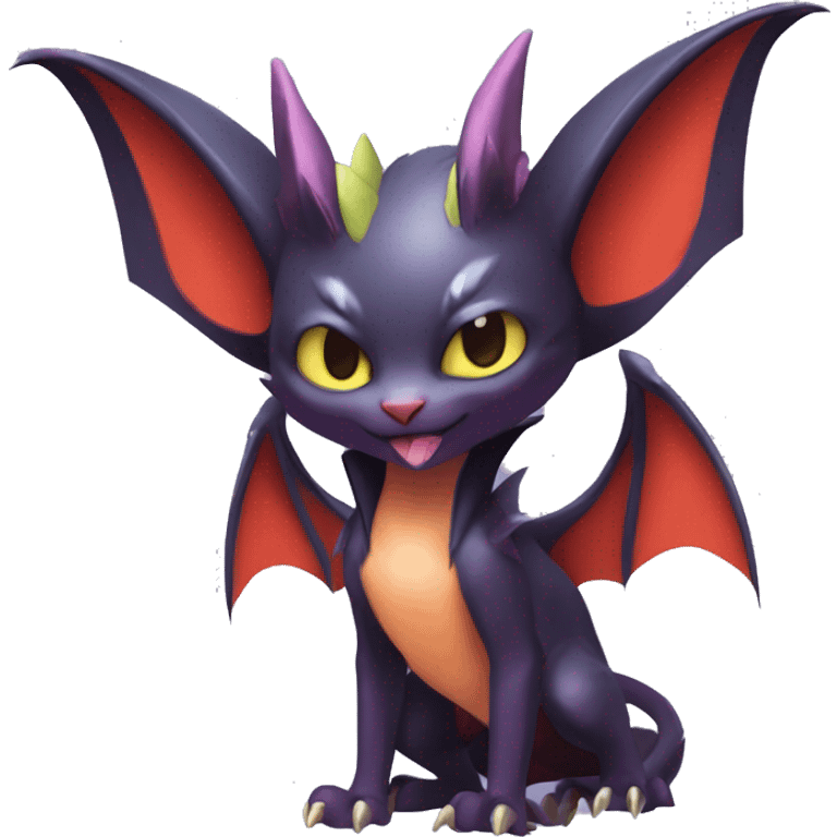  Kawaii Edgy Cool Vampiric Beautiful Noivern-Nargacuga-Litten with big Bat Ears full body emoji