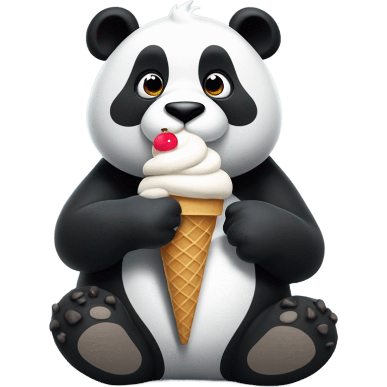 Panda eating ice cream emoji