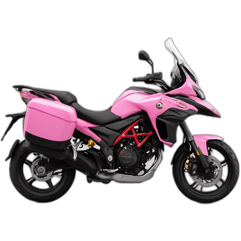 Moto benelli trk 502X color rosa con maletas moto mujer emoji