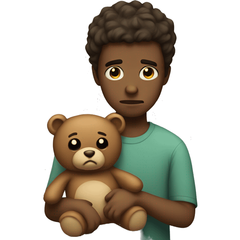 Sad guy with a teddy bear  emoji