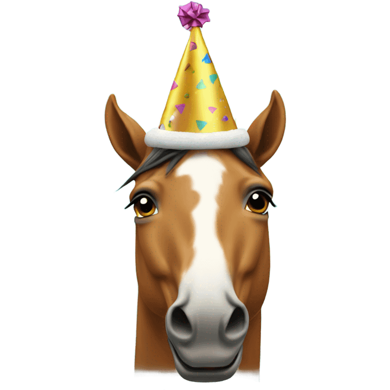 horse with a party hat snowing back ground  emoji