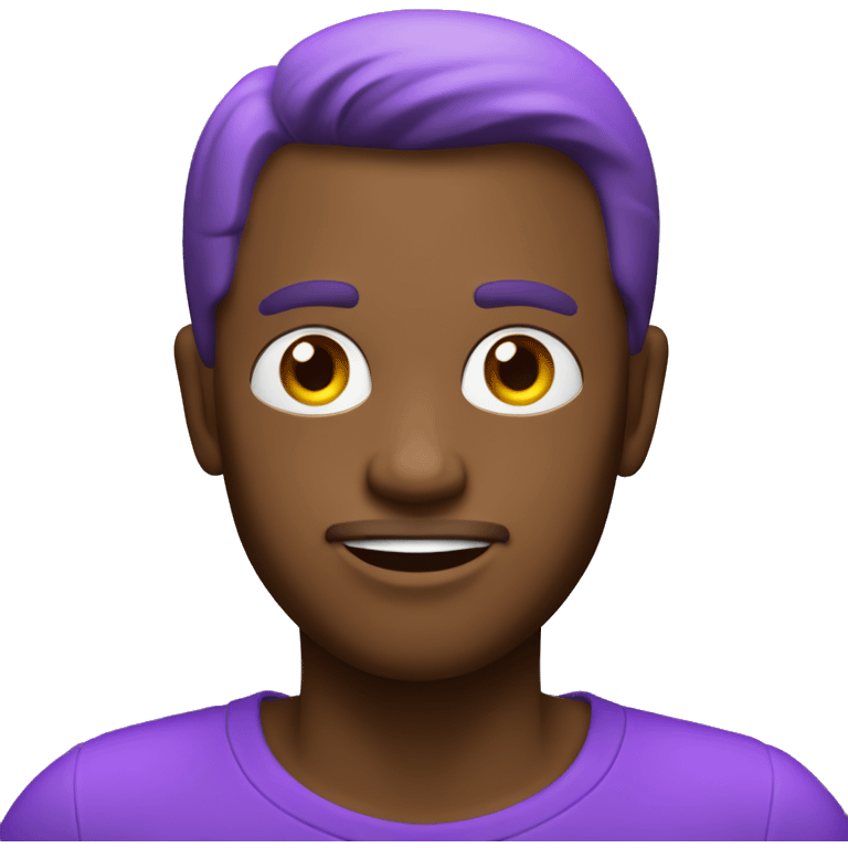 Violet, 3d, neon text of the word “Bruh”  emoji