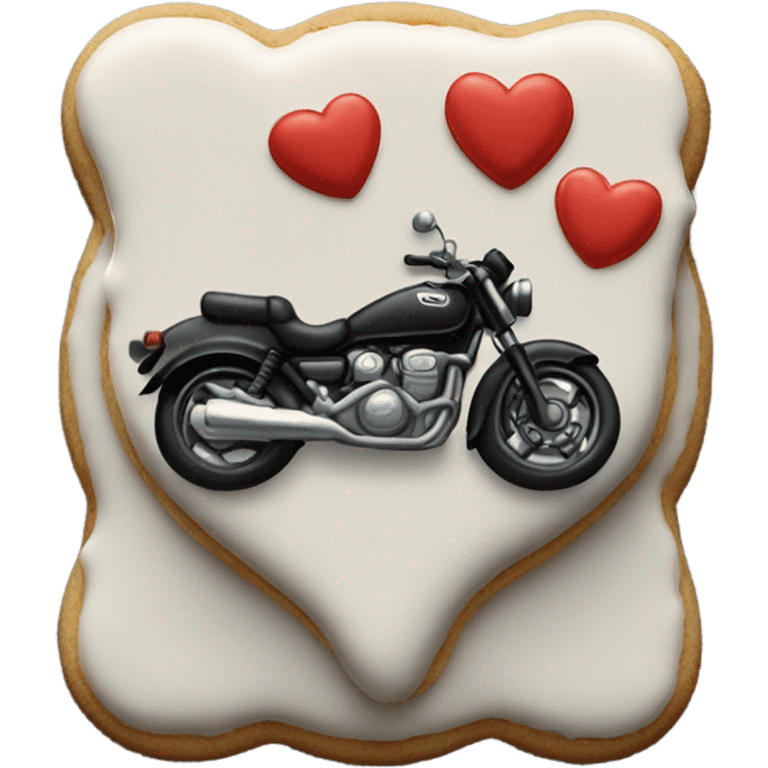 cookie heart with black motorbike  emoji