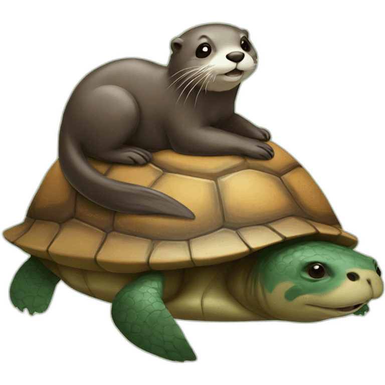 An otter on a turtle emoji