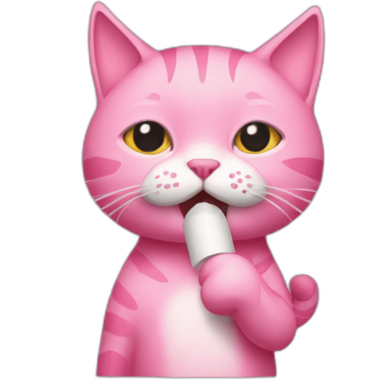 pink cat shushing shh emoji