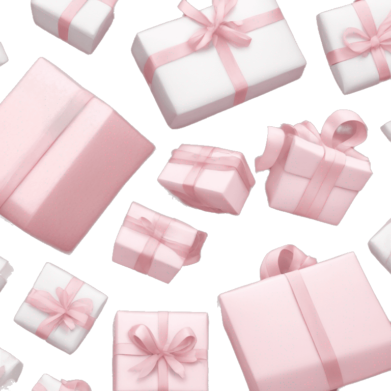 Light pink Christmas gifts under a white Christmas tree  emoji