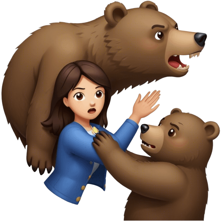 Brunette getting attacked by a bear emoji