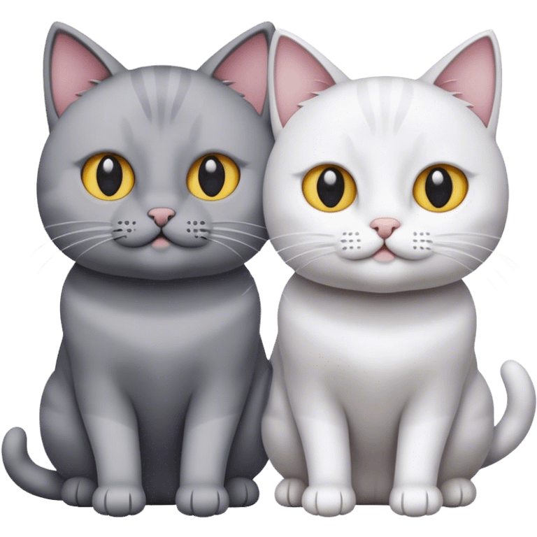 Two cats. One grey one white emoji