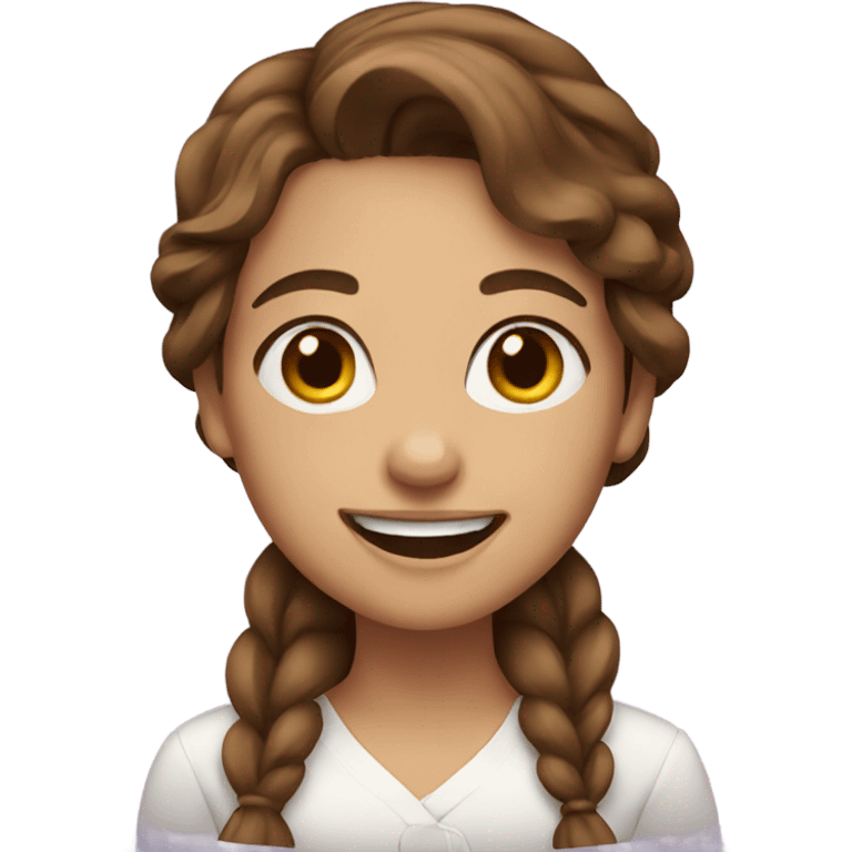 Girl with brown hair smiling emoji