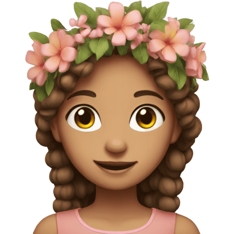 smiling girls with flower crowns emoji