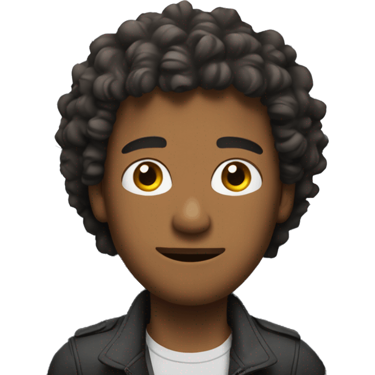 Men with curly hair sits on airplane emoji