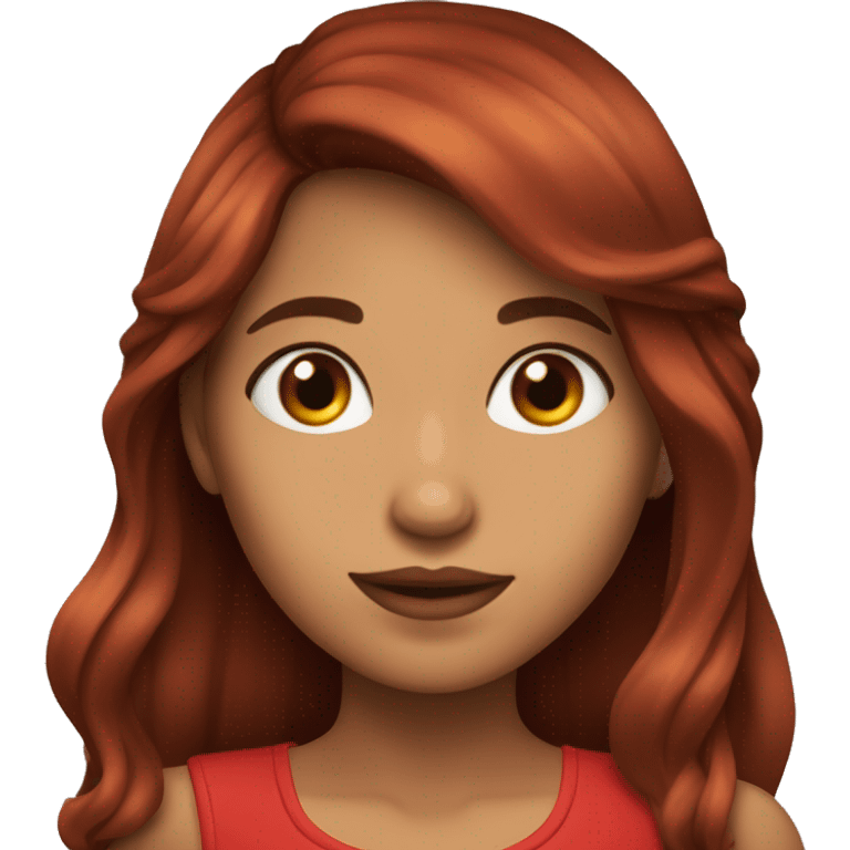  Una chica con cabello rojo largo y ojos marrones  emoji