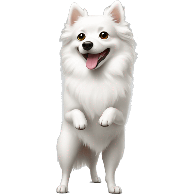 white spitz dog standing on hind legs emoji