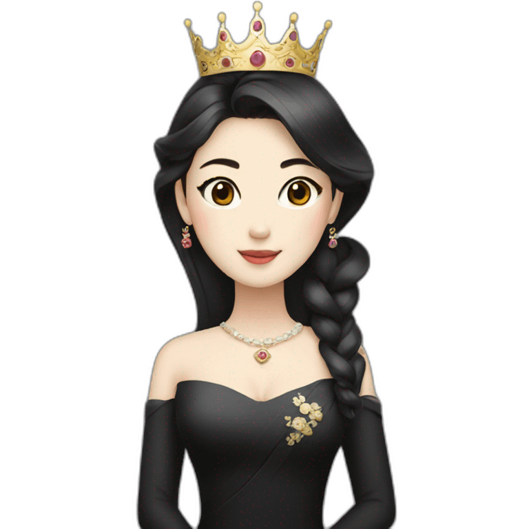 Korean princess with a crown in black dress  emoji