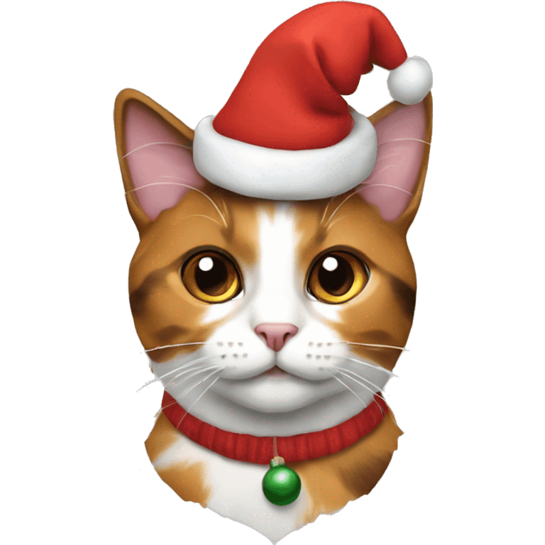 Calico cat in a Christmas hat  emoji