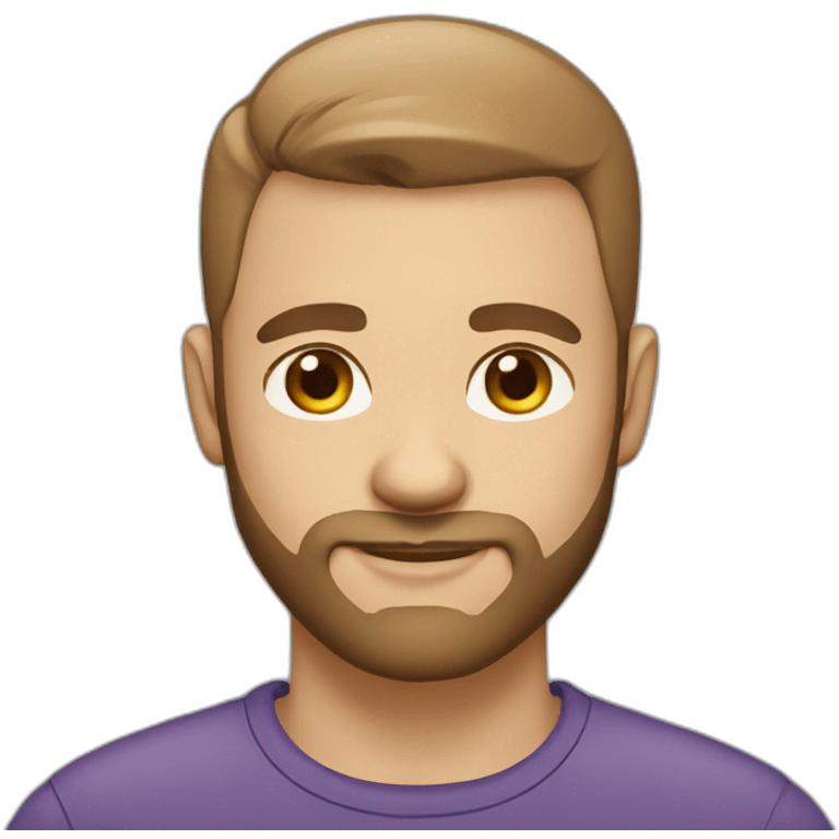 create an headshot emoji of a male with brown eyes, 2 mm beard, no hair and bright skinn emoji